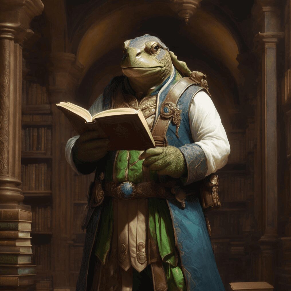 A frog-like character in Myth Maker AI made with Leonardo